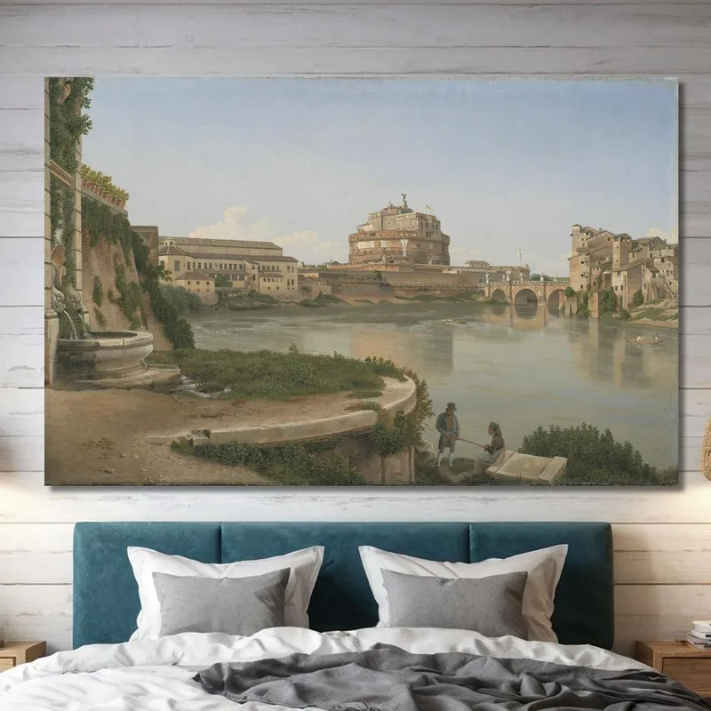A View Across The Tiber From Trastevere Towards Castel S. Angelo Christoffer Wilhelm Eckersberg