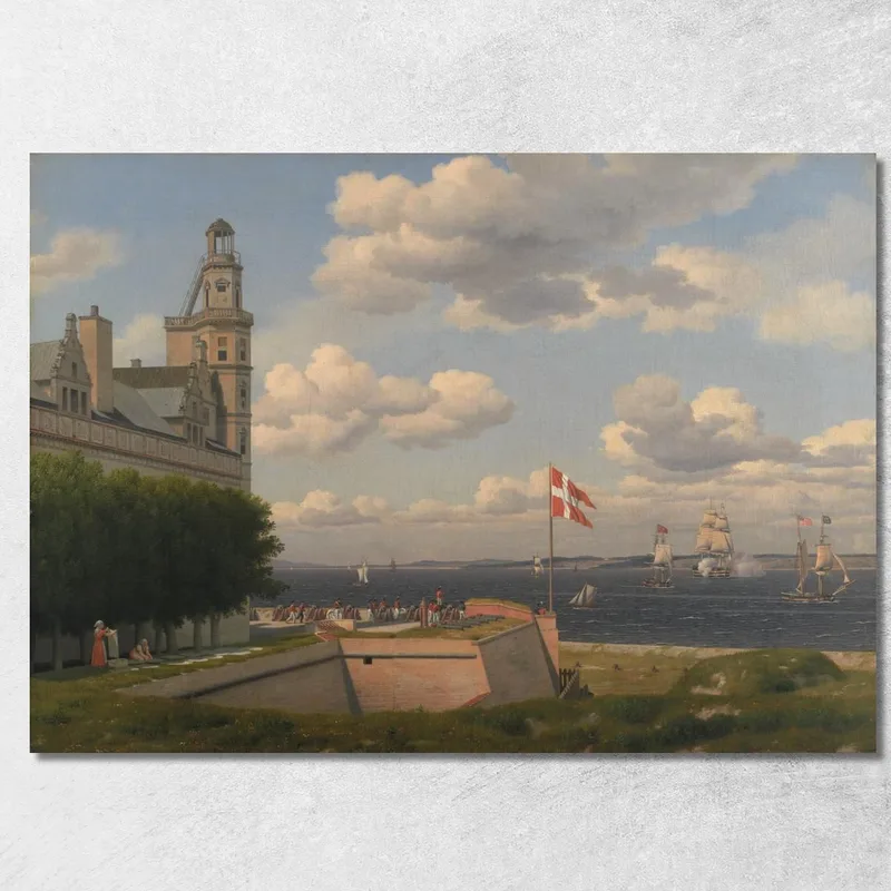 A View Towards The Swedish Coast From The Ramparts Of Kronborg Castle Christoffer Wilhelm Eckersberg canvas print