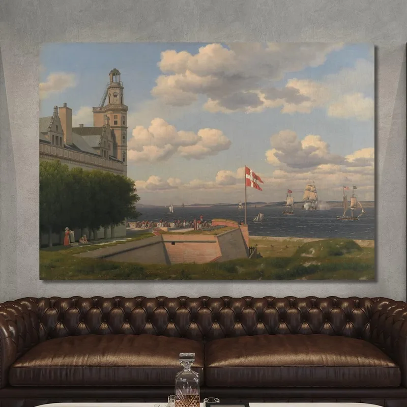 A View Towards The Swedish Coast From The Ramparts Of Kronborg Castle Christoffer Wilhelm Eckersberg
