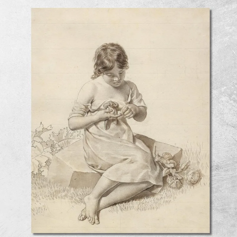 A Little Girl Who Has Pricked Her Finger On A Rose Thorn Christoffer Wilhelm Eckersberg canvas print