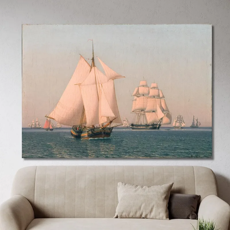 Ships Under Sail In A Mild Breeze On A Clear Summer'S Afternoon Christoffer Wilhelm Eckersberg