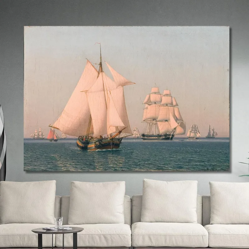 Ships Under Sail In A Mild Breeze On A Clear Summer'S Afternoon Christoffer Wilhelm Eckersberg