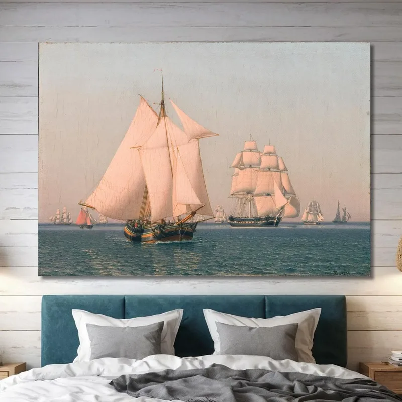 Ships Under Sail In A Mild Breeze On A Clear Summer'S Afternoon Christoffer Wilhelm Eckersberg