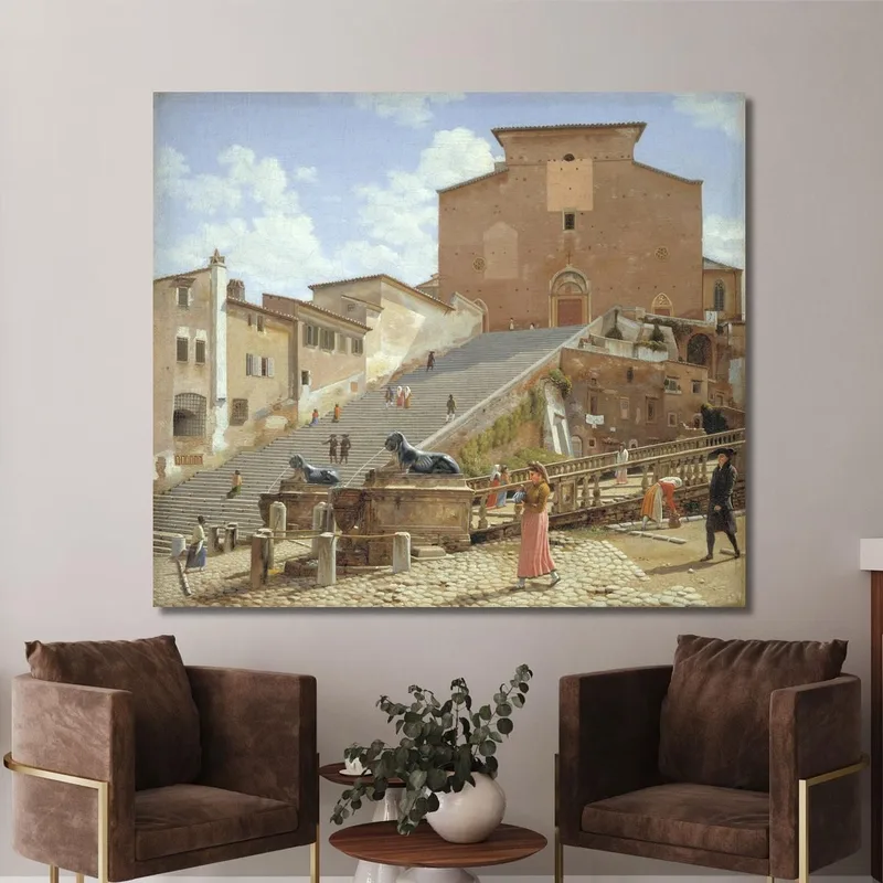 Die Marmortreppe Zur Kirche Santa Maria In Aracoeli In Rom Christoffer Wilhelm Eckersberg
