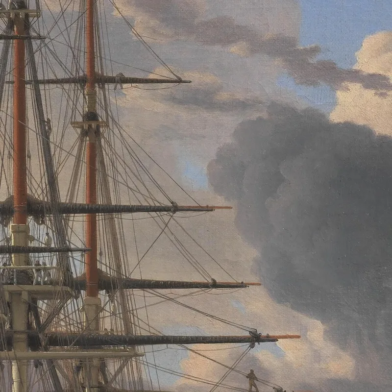 The Russian Ship Of The Line Asow And A Frigate At Anchor Near Elsinore Christoffer Wilhelm Eckersberg