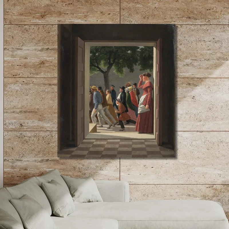 View Through A Door To Running Figures Christoffer Wilhelm Eckersberg