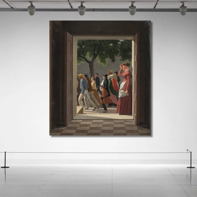 View Through A Door To Running Figures Christoffer Wilhelm Eckersberg