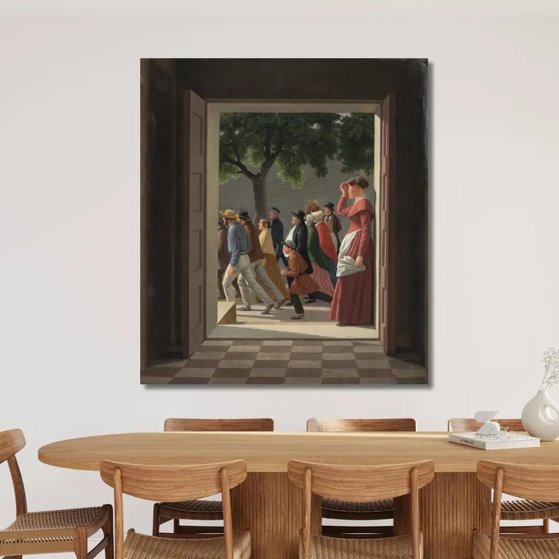 View Through A Door To Running Figures Christoffer Wilhelm Eckersberg