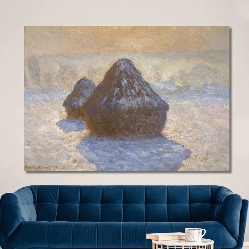 Haystacks - Snow Effect Claude Monet