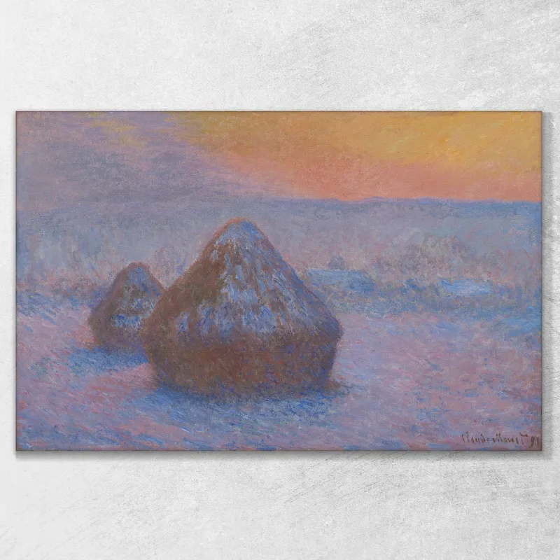 Covoni Di Grano, Tramonto, Effetto Neve Claude Monet