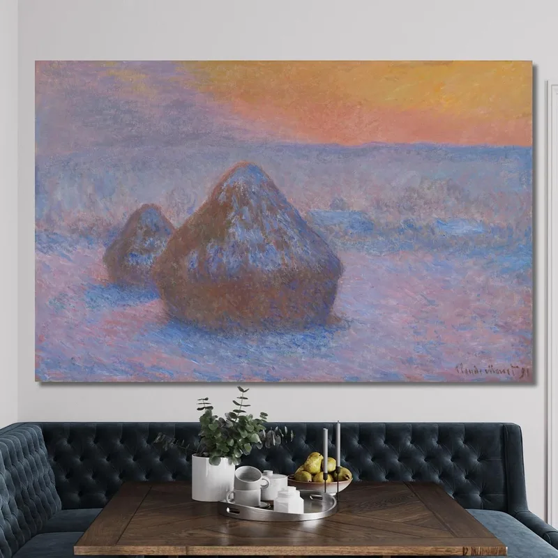 Covoni Di Grano, Tramonto, Effetto Neve Claude Monet
