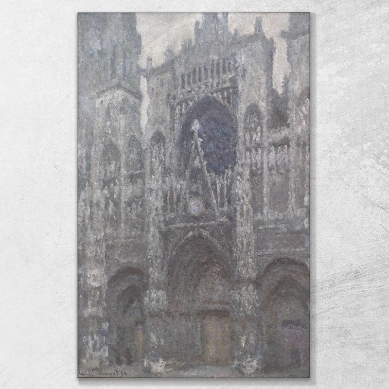 The Cathedral In Rouen The Portal Grey Weather Claude Monet