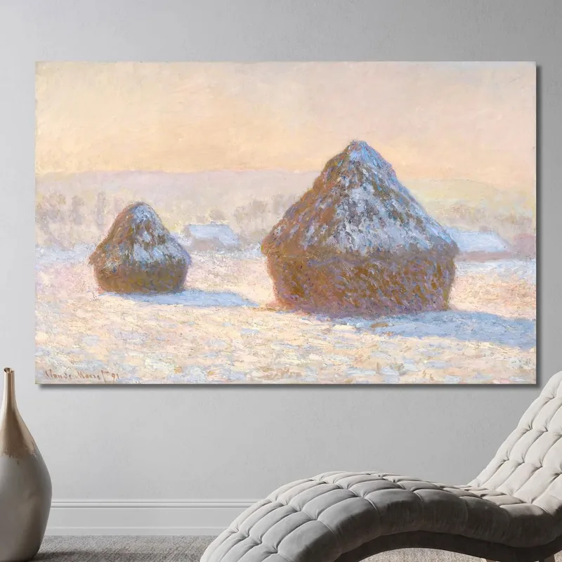 Wheatstacks Schneeeffekt Morgen Claude Monet