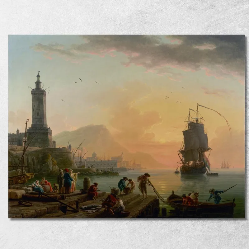 Una Calma En Un Puerto Mediterráneo Claude-Joseph Vernet cuadro en lienzo