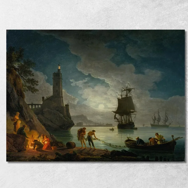 Un Puerto A La Luz De La Luna Claude-Joseph Vernet cuadro en lienzo