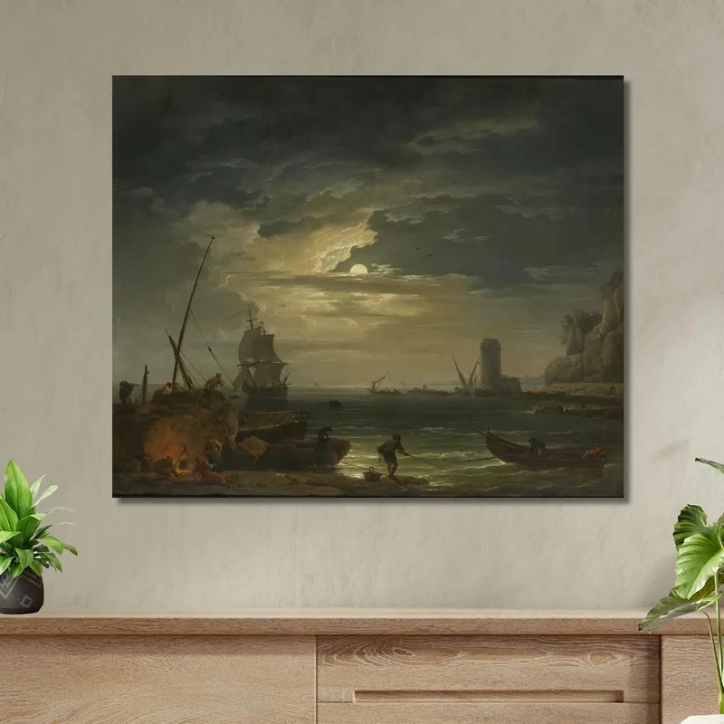 Une Crique Méditerranéenne Au Clair De Lune Claude-Joseph Vernet