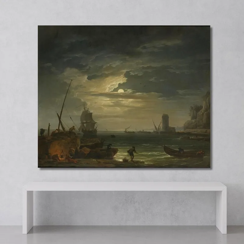 Une Crique Méditerranéenne Au Clair De Lune Claude-Joseph Vernet