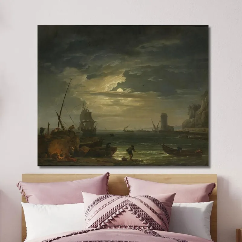 Une Crique Méditerranéenne Au Clair De Lune Claude-Joseph Vernet