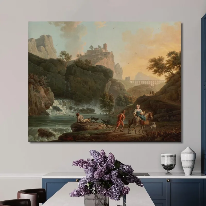 A Rocky Landscape With A Fisherman And Travellers  Claude-Joseph Vernet