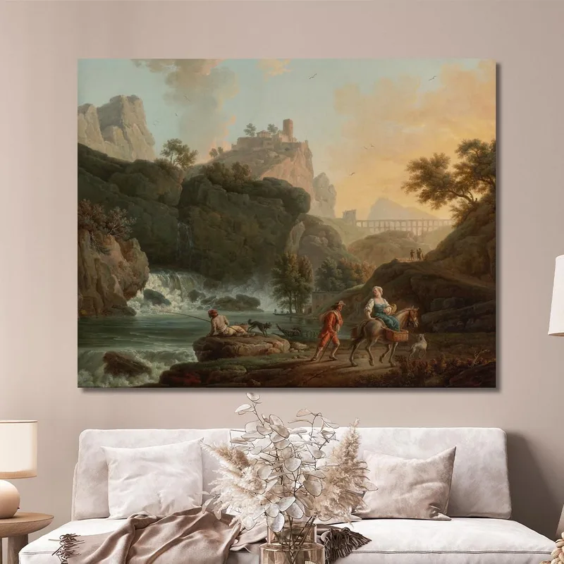 A Rocky Landscape With A Fisherman And Travellers  Claude-Joseph Vernet