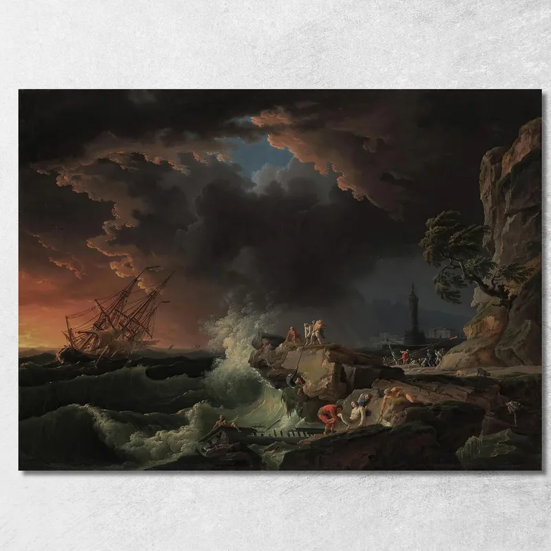 Un Naufragio Con Figuras Llegando A La Orilla Claude-Joseph Vernet cuadro en lienzo