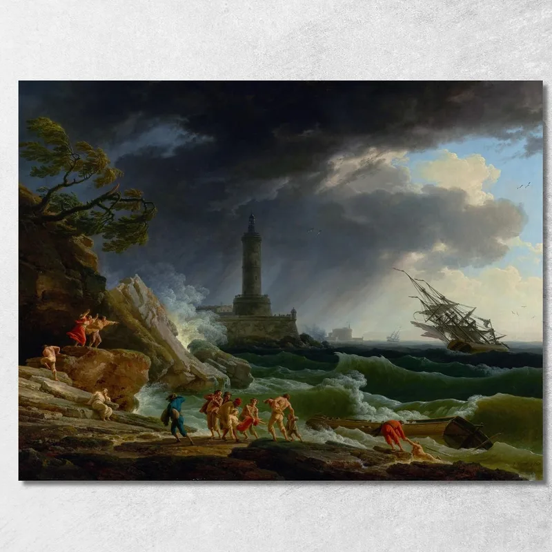 Una Tormenta En Una Costa Mediterránea Claude-Joseph Vernet cuadro en lienzo