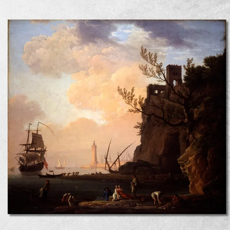 Una Escena De Puerto Italianizante Claude-Joseph Vernet cuadro en lienzo