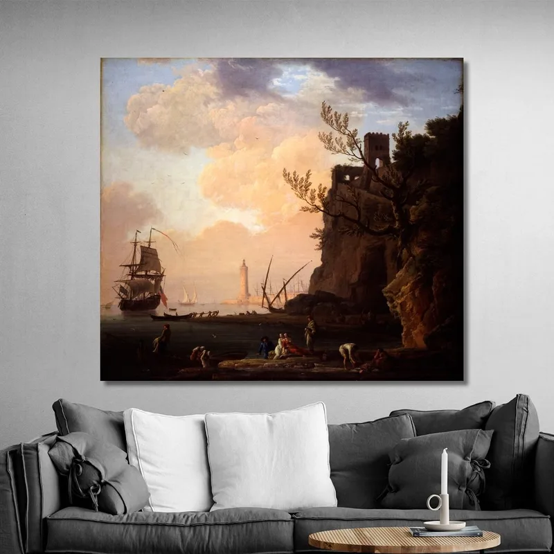 Una Escena De Puerto Italianizante Claude-Joseph Vernet