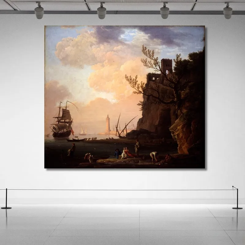 Una Escena De Puerto Italianizante Claude-Joseph Vernet