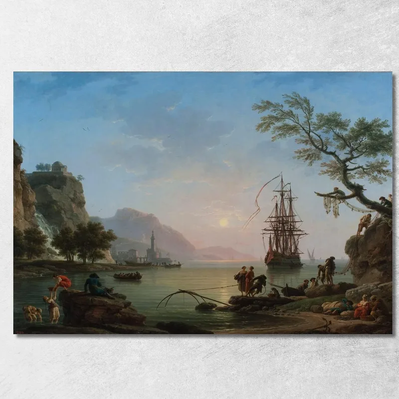 Puerto Pesquero Al Amanecer Claude-Joseph Vernet cuadro en lienzo