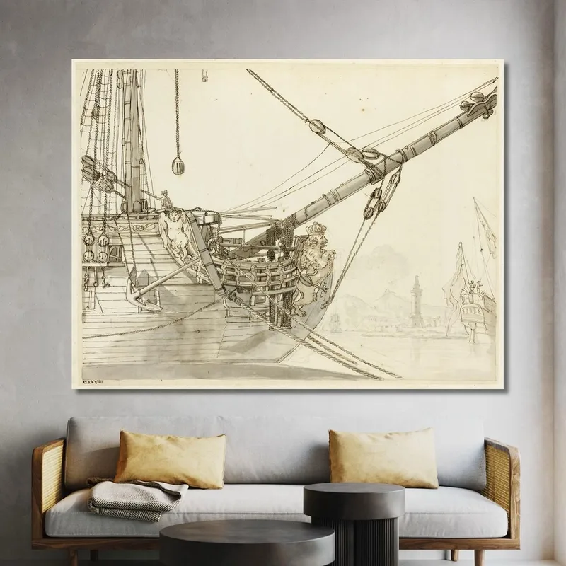 Studio Della Prua Di Una Nave Da Guerra Con Navi Britanniche E Il Porto Di Napoli Sullo Sfondo Claude-Joseph Vernet