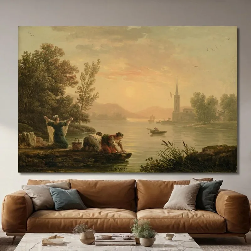 Lavandières Près D'Un Lac Claude-Joseph Vernet