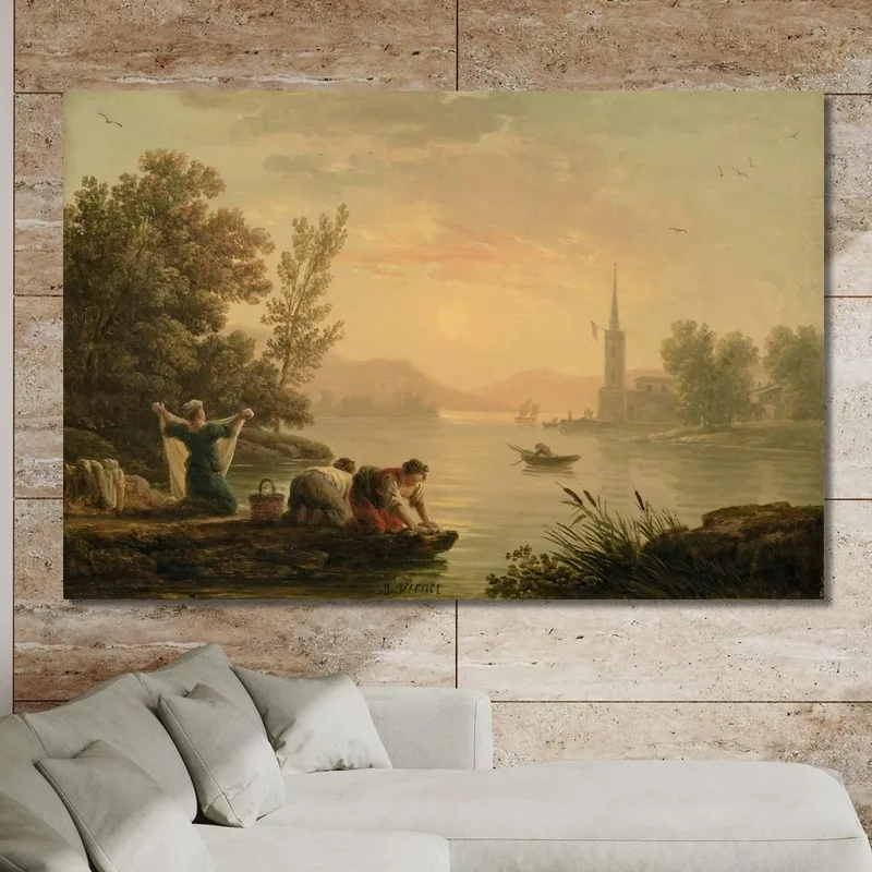 Lavandières Près D'Un Lac Claude-Joseph Vernet