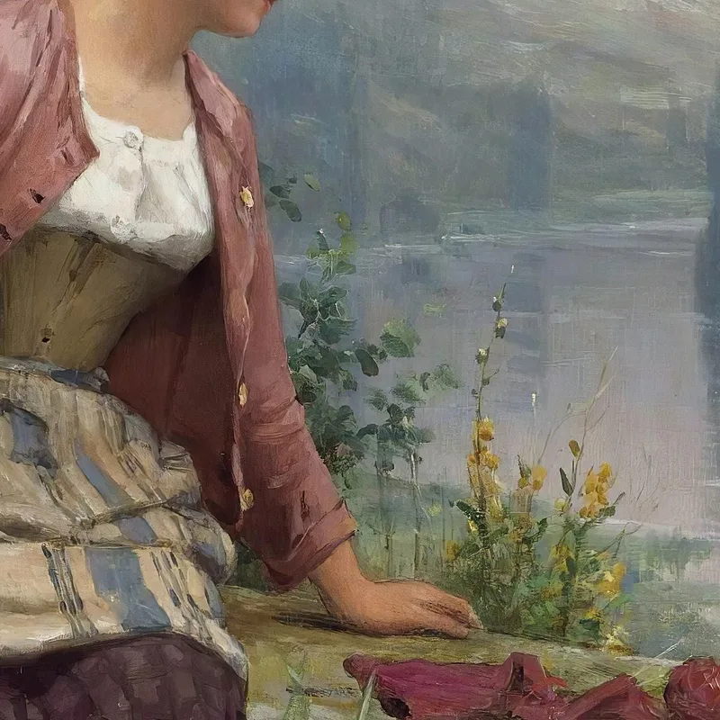 Brittany Girl Overlooking A Stream Daniel Ridgway Knight