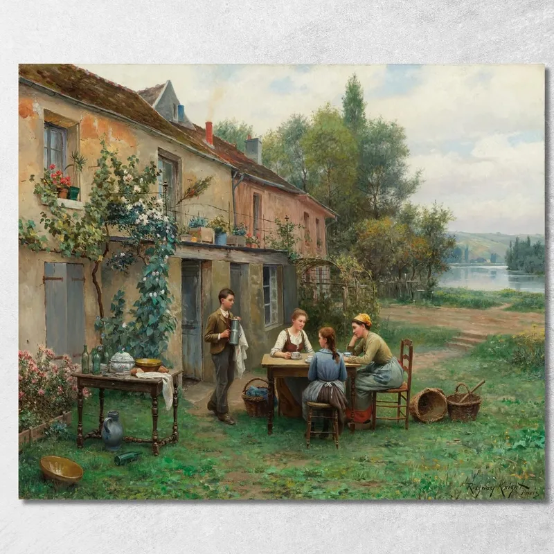 Café En El Jardín Daniel Ridgway Knight cuadro en lienzo
