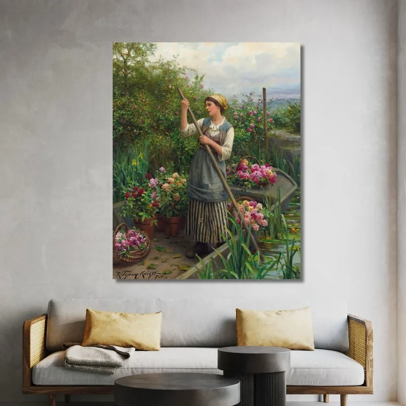 Blumen Am Flussufer Sammeln Daniel Ridgway Knight