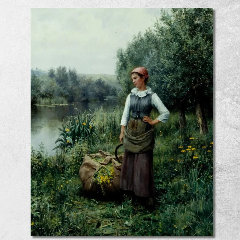 Chica Junto A Un Arroyo En Flandes Daniel Ridgway Knight cuadro en lienzo