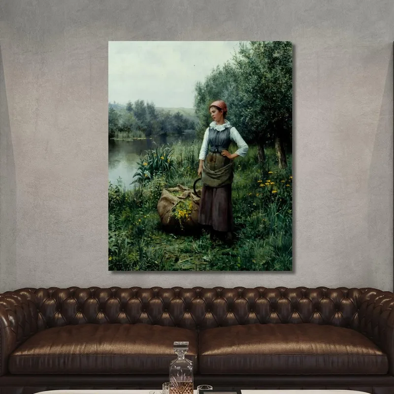 Mädchen An Einem Bach In Flandern Daniel Ridgway Knight