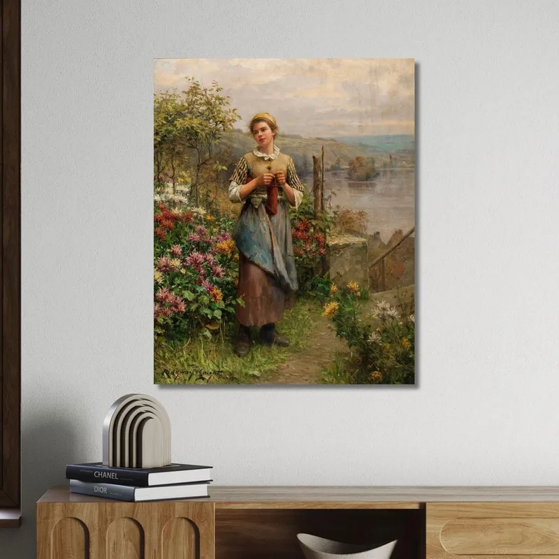 Junge Frau Beim Stricken Daniel Ridgway Knight