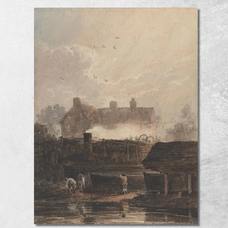Costruzione Di Barche Nel Cantiere Navale A Birmingham David Cox quadro stampa su tela