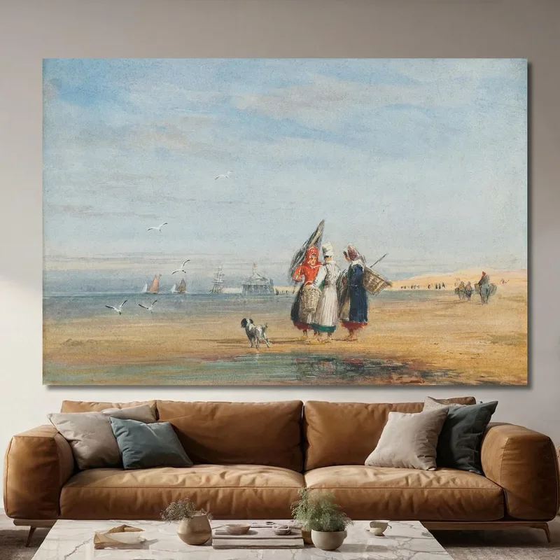 Calais Beach With Shrimpers And A Dog David Cox