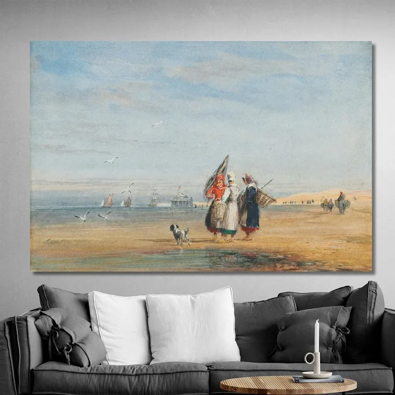 Calais Beach With Shrimpers And A Dog David Cox