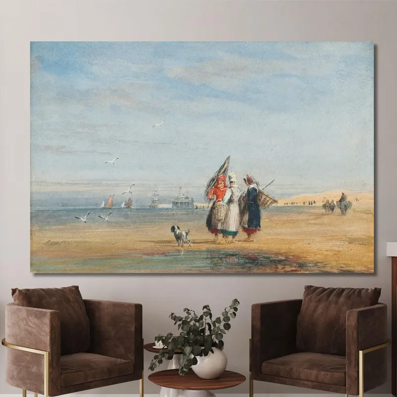 Calais Beach With Shrimpers And A Dog David Cox