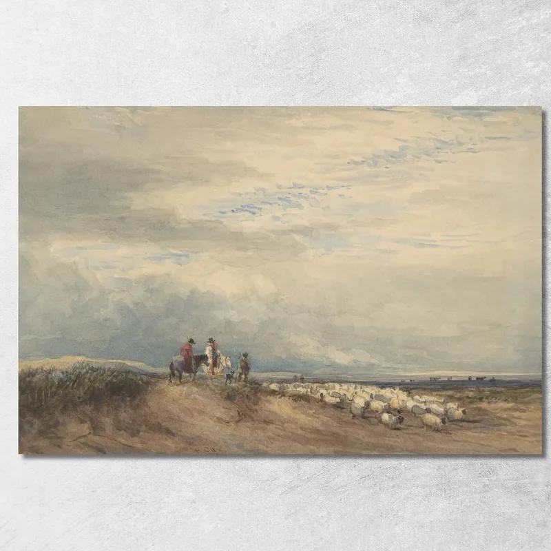 Cavalieri Con Pecore Vicino A Un Estuario David Cox quadro stampa su tela