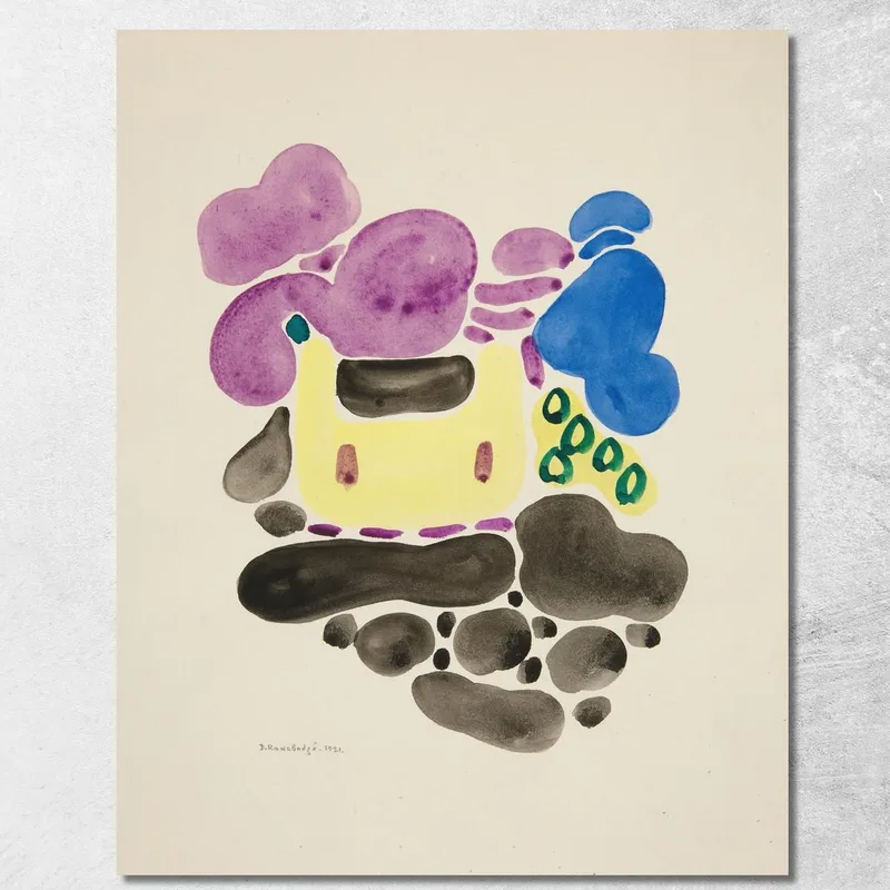 Astrazione Basata Su Forme Di Fiori V David Kakabadzé quadro stampa su tela