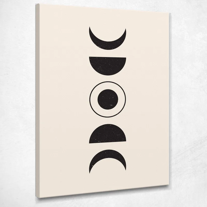 Boho Chic Minimal Framework Abstract Composition Of Moon Phases canvas print