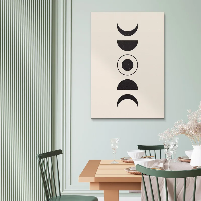 Quadro Boho Chic Minimal Composizione Astratta Di Fasi Lunari
