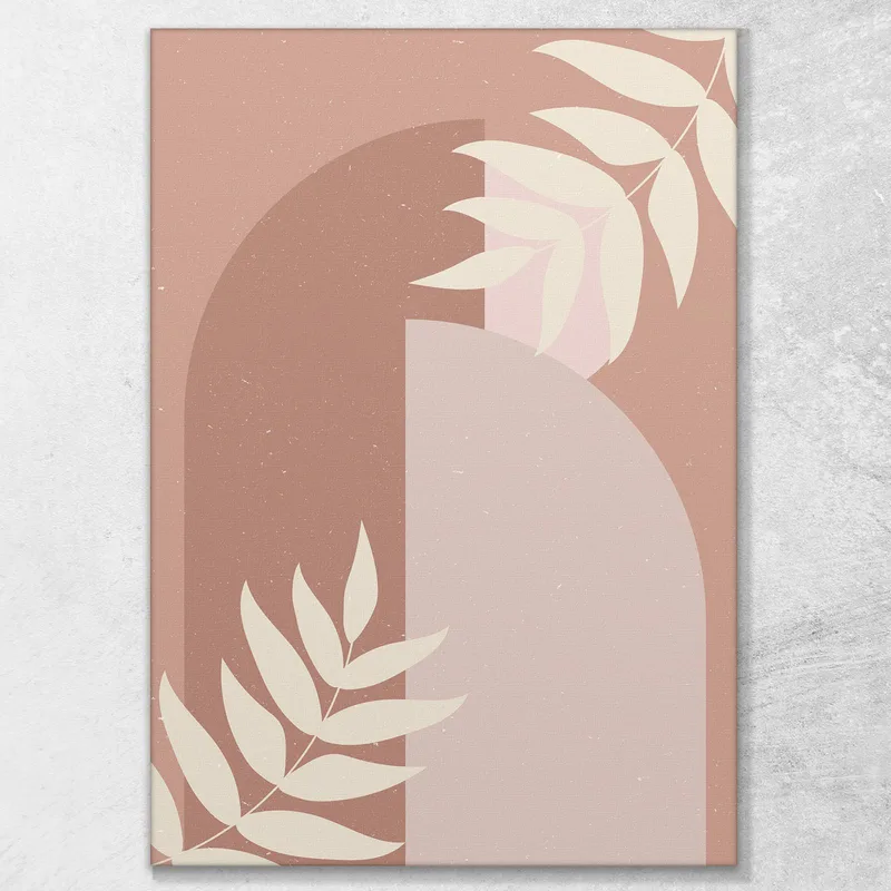 Quadro Boho Chic Minimal Composizione Astratta In Rosa E Beige