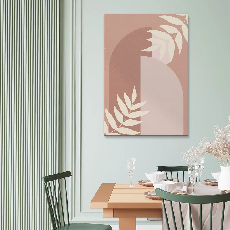 Quadro Boho Chic Minimal Composizione Astratta In Rosa E Beige