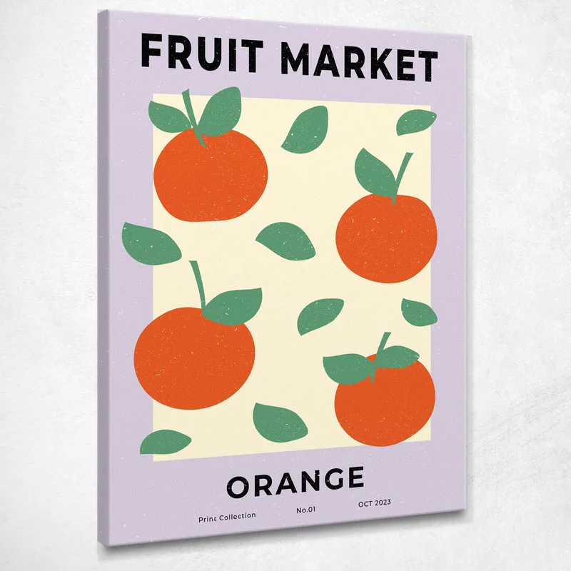 Boho Chic Minimal Framework Decoration With Oranges From The Fruit Market canvas print